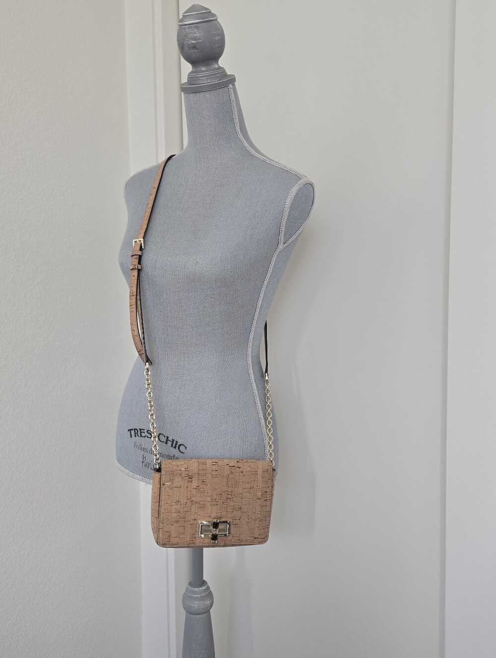 Diane von Furstenberg DVF Cork Small Crossbody Bag Neutral Color Party Event
